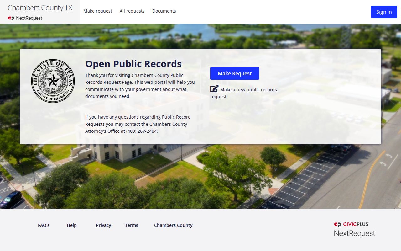 Chambers County warrant records public information request form